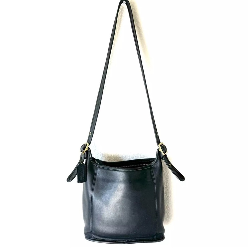 Coach Black Leather Shoulder Bag with Adjustable Strap